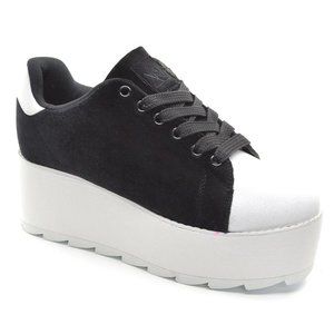 YRU Lala Black Velvet Platform Sneakers 10 / 41 New